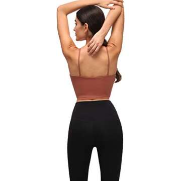 YEAQING Women's Seamless Crop Camisole with Built-in Bra