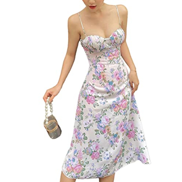 Sexy Floral Spaghetti Strap Maxi Dress Backless Hollow Out