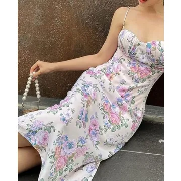 Sexy Floral Spaghetti Strap Maxi Dress Backless Hollow Out