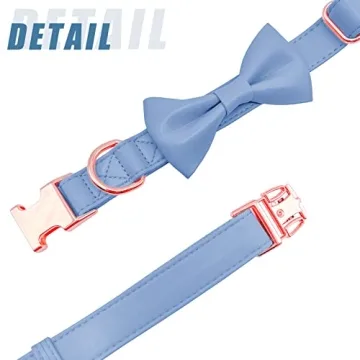 Soft Leather Bowtie Dog Collar For Small To Large Dogs
