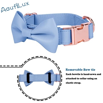 Soft Leather Bowtie Dog Collar For Small To Large Dogs