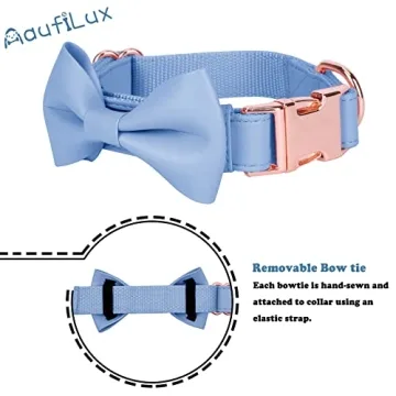 Soft Leather Bowtie Dog Collar For Small To Large Dogs