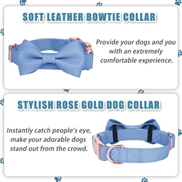 Soft Leather Bowtie Dog Collar For Small To Large Dogs