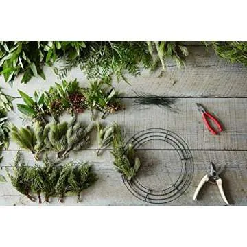 KBHOME 2 Pieces 14 inch Metal Wire Wreath Form Frame Dark Green Ring for Fall Festival and Halloween Decoration Door