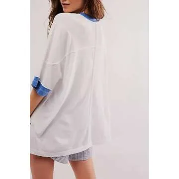 Stylish TERIVEEK Oversized Short Sleeve Color Block Tee