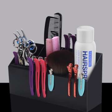 Noverlife Hair Scissors Large Storage Box, Shear Holder for Hair Salon, Scissor Holder, Hairdressing Combs Clips Scissors Professional Hairdressing Combs, Clips, Brushes Storage Racks Tool Box - Black