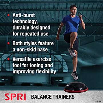 SPRI Balance Trainer Pro - Dome Shape Half-Exercise Ball with Non-Skid Base - For Balance Training, ...