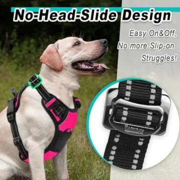 BARKBAY Dog Harness No Pull 3 Buckles for Medium Dogs - Adjustable, Reflective, Comfortable, No Chok...