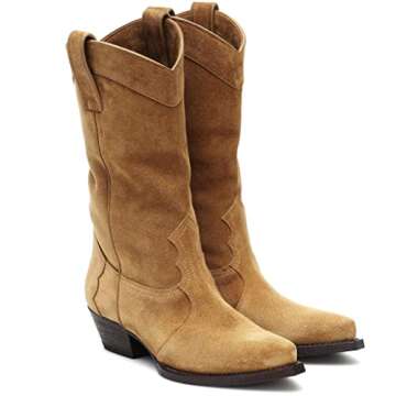 YIYA Women's Western Suede Cowboy Boots - Classic Style