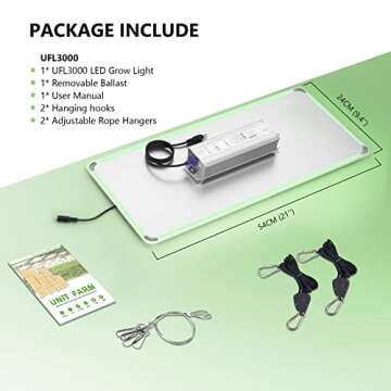 UNIT FARM UFL3000 LED Grow Light, 200W Full Spectrum Plant Growing Lamp, 736 OSRAM LED Indoor Hydroponic Grow Lighting for 4x2FT Clone Seedling Vegetation Growing Tent, 3x2FT Flowering