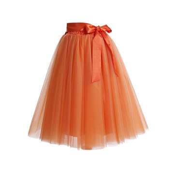 Tulle Skirts for Women Knee Length Long Adult Tutu Layered Short Prom Party Midi Skirt for Girls Yellow L