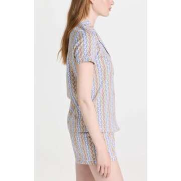 Yiulangde Women Monkey Pajamas Preppy Pjs Cute Elephant Printed 2 Piece Matching Pj Set Y2k Button up Shirt Lounge Shorts Set