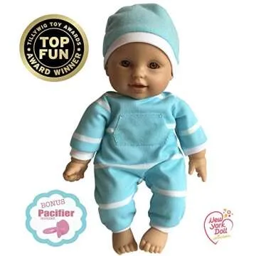 The New York Doll Collection 11 inch Soft Body Baby Doll in Gift Box - 11" Baby Doll Toy for Kids, Boys, Girls and Toddlers - Baby Doll Pacifier Accessory Included