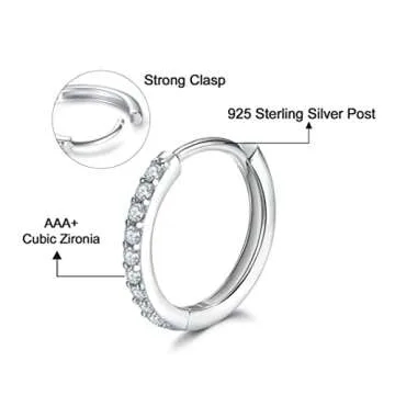 Elegant 925 Sterling Silver Hoop Earrings with Cubic Zirconia