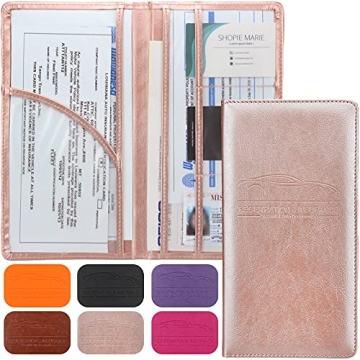 Premium Leather Car Registration & Insurance Card Holder with Magnetic Closure