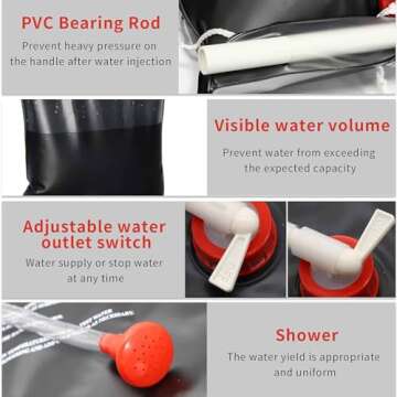 SYITCUN Camping Shower Bag 5 Gallon,1/2/4 Pack Portable Solar Shower Bag,Camping Shower Kit with Hose,On-Off Switchable Head for Beach,Swimming,Travel,Hiking (2), Black