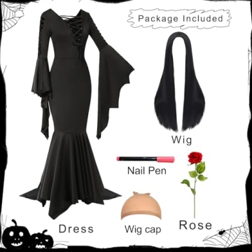 Gothic Halloween Costume Set for Adults - 5pcs Mosong