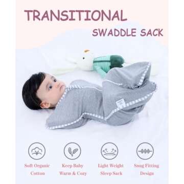 Bycc Bynn 2 Pack Sleeping Blanket Sack with High Sleeve,Transitions to Arms-Free Wearable Sleeping Bag for Baby pacify