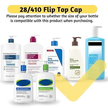 Bottle Emptying Cap for 1.08" Neck Size Effortlessly Empty Shampoos and Lotion Bottles, 28/410 Flip-Top Dispensing Caps Compatible with Cetaphil, Aveeno, CeraVe - 3 Pack