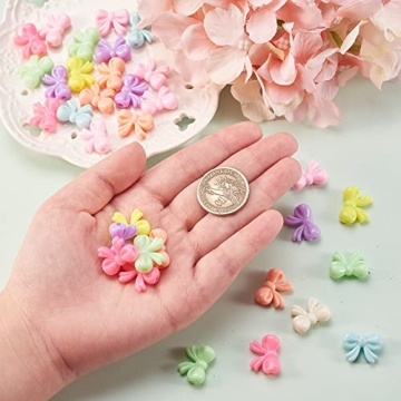 Ipotkitt 200 Pcs Colorful Acrylic Bow Beads for Crafts