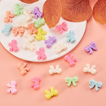 Ipotkitt 200 Pcs Colorful Acrylic Bow Beads for Crafts