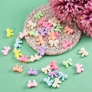 Ipotkitt 200 Pcs Colorful Acrylic Bow Beads for Crafts