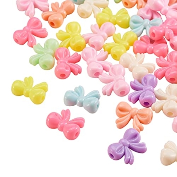 Ipotkitt 200 Pcs Colorful Acrylic Bow Beads for Crafts