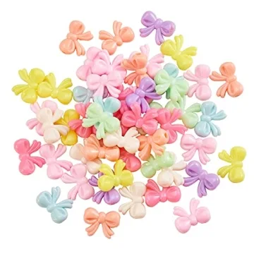 Ipotkitt 200 Pcs Colorful Acrylic Bow Beads for Crafts
