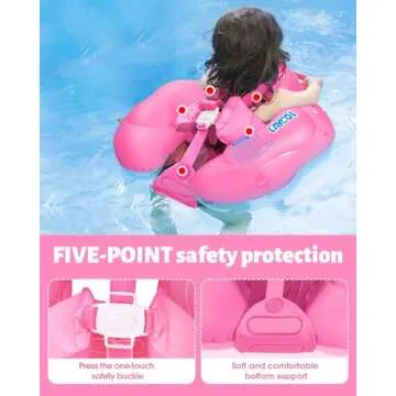 LAYCOL Baby Swimming Float Inflatable Baby Pool Float Ring with Sun Protection Canopy,add Tail no flip Over for Age of 3-36 Months (Pink, S)