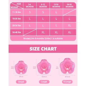 LAYCOL Baby Swimming Float Inflatable Baby Pool Float Ring with Sun Protection Canopy,add Tail no flip Over for Age of 3-36 Months (Pink, S)