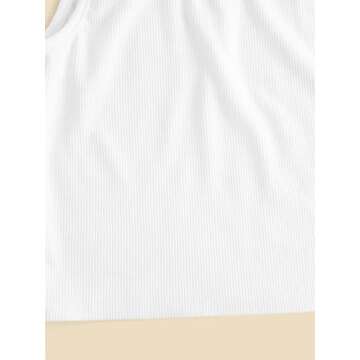 MakeMeChic Girl's 2pack Casual Solid Scoop Neck Ribbed Crop Tank Tops Black and White 11-12Y