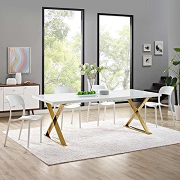 Modway Sector 87' Dining Table White Gold Modern Elegance
