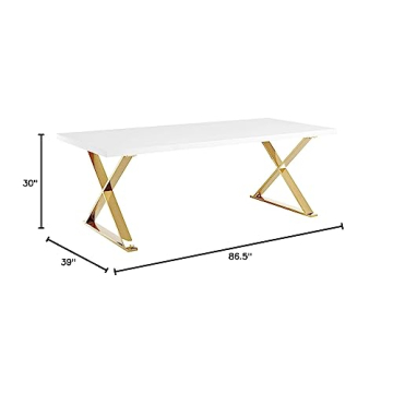 Modway Sector 87' Dining Table White Gold Modern Elegance