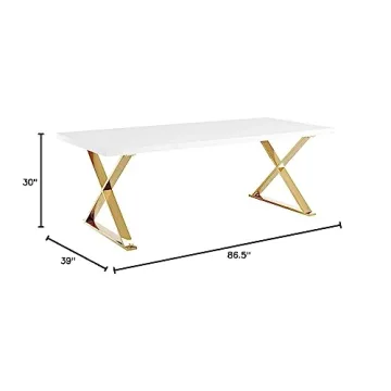 Modway Sector 87' Dining Table White Gold Modern Elegance