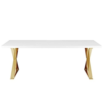 Modway Sector 87' Dining Table White Gold Modern Elegance