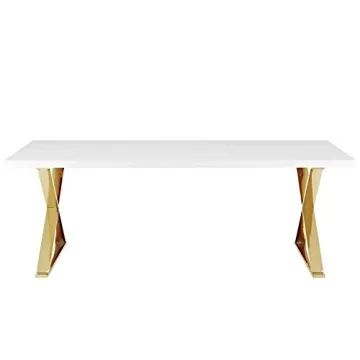 Modway Sector 87' Dining Table White Gold Modern Elegance