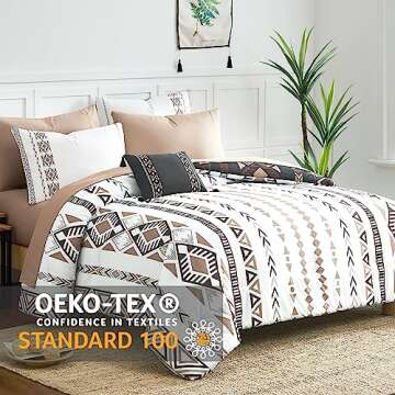 Geniospin Queen Comforter Set, Boho Aztec Comforter Set 8 Pieces, All Season Reversible Bed in A Bag...