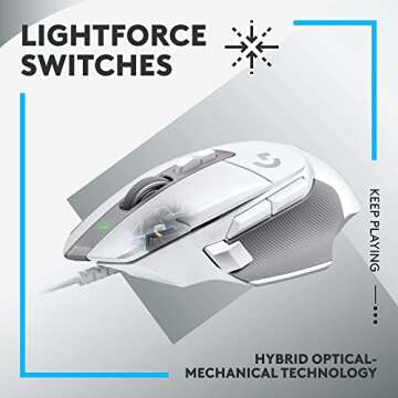 Logitech G502 X Wired Gaming Mouse - LIGHTFORCE hybrid optical-mechanical primary switches, HERO 25K...