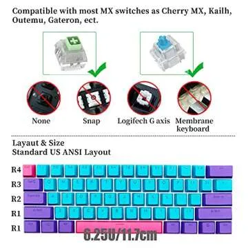 Vibrant GTSP 61 Keycaps for Mechanical Keyboards