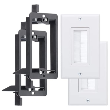 Wi4You Brush Wall Plate White 2 Pairs Deco Bristle Single Gang Wall Plate with Mounting Bracket for ...