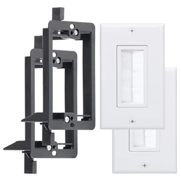 Wi4You Brush Wall Plate White 2 Pairs Deco Bristle Single Gang Wall Plate with Mounting Bracket for ...