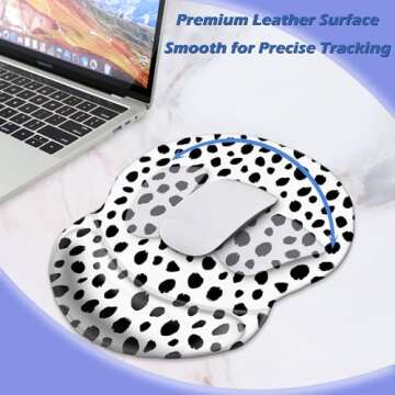 Boutilon Non-Slip Ergonomic Mouse Pad with Gel Wrist Rest Support, Gaming Mouse Pad 8.7 x 7.5 inches Pad for Computer, Laptop, Home, Office (Polka Dots-Wrist)