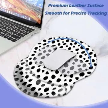Boutilon Non-Slip Ergonomic Mouse Pad with Gel Wrist Rest Support, Gaming Mouse Pad 8.7 x 7.5 inches Pad for Computer, Laptop, Home, Office (Polka Dots-Wrist)