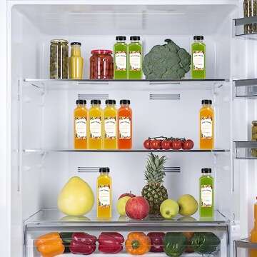 Moretoes 42pcs 16oz Plastic Juice Bottles with Caps, Refrigerator Juice Container with Lid, Reusable Container and Clear Beverage Bottle Can Hold Juice, Smoothies, Milk