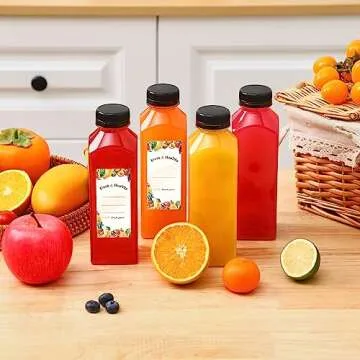 Moretoes 42pcs 16oz Plastic Juice Bottles with Caps, Refrigerator Juice Container with Lid, Reusable Container and Clear Beverage Bottle Can Hold Juice, Smoothies, Milk