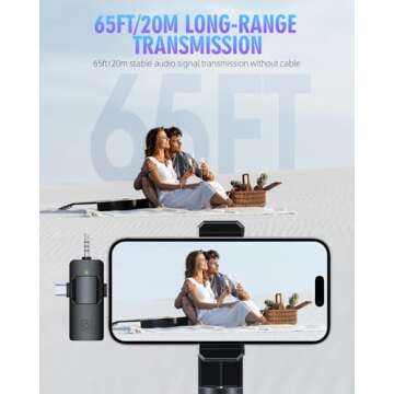 Kinglucky 3 in 1 Lavalier Mini Microphone for iPhone Android Camera 2 Pcs Professional Noise Cancelling [360° Pick Up] Wireless Lavalier Microphone for Video Recording Interview YouTube Live Streaming