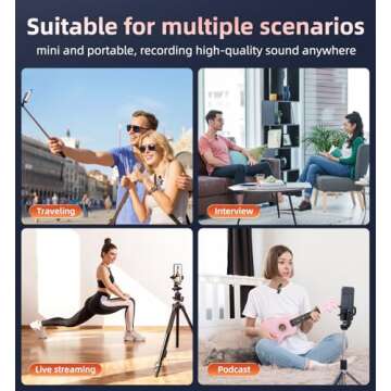 Kinglucky 3 in 1 Lavalier Mini Microphone for iPhone Android Camera 2 Pcs Professional Noise Cancelling [360° Pick Up] Wireless Lavalier Microphone for Video Recording Interview YouTube Live Streaming