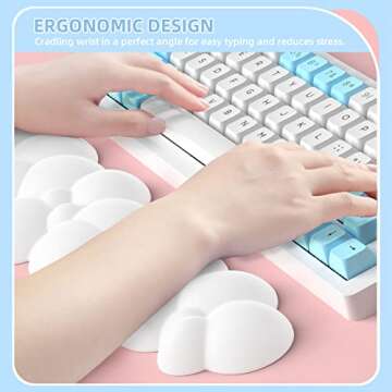 Gaming Keyboard Wrist Rest Pad,Memory Foam Keyboard Palm Rest, Ergonomic Hand Rest for Computer Keyboard,Laptop,Mac,Lightweight for Easy Typing Pain Relief-White