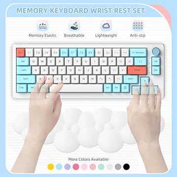Gaming Keyboard Wrist Rest Pad,Memory Foam Keyboard Palm Rest, Ergonomic Hand Rest for Computer Keyboard,Laptop,Mac,Lightweight for Easy Typing Pain Relief-White