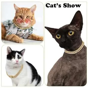 Rose Gold Dog Chain Collars, Rhinestone Cat Necklace Glitter Crystal Sparkly Diamond Metal Puppy Cuban Link Girl Bling Kitten Collars for Small Medium Large Pet Female Dogs, Pink 8 inch